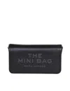 Marc Jacobs Mini Black Crossbody Bag With Engraved Logo In Hammered Leather Woman In Black