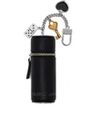 Marc Jacobs The Lipstick Case Charm Black Keychain With Pendants And Logoed Lipstick Holder In Leather And Brass In Black