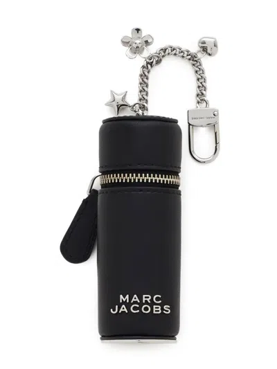 Marc Jacobs Black Logo Bag Charm In Pink