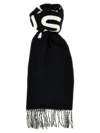Marc Jacobs Logo-jacquard Fringed Scarf In Black