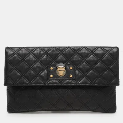 Pre-owned Marc Jacobs Black Quilted Leather Eugenie Clutch
