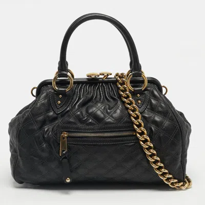 Pre-owned Marc Jacobs Black Quilted Leather Stam Satchel