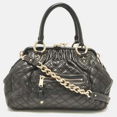 Pre-owned Marc Jacobs Black Quilted Leather Stam Satchel
