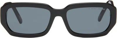 Marc Jacobs Black Rectangular Acetate Sunglasses In 807 Black