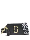 Marc Jacobs The Snapshot Black Shoulder Bag With Metal Logo At The Front In Leather Woman In Black