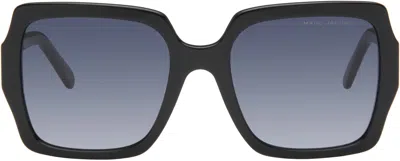 Marc Jacobs Black Square Logo Sunglasses In 807 Black