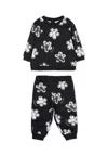 Marc Jacobs Black Suit For Baby Girl With Flowers In Black
