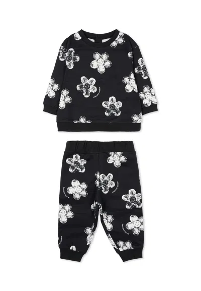 Marc Jacobs Black Suit For Baby Girl With Flowers