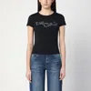 Marc Jacobs Logo And Micro Crystals Crew Neck T Shirt In Black