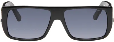 Marc Jacobs Black Text Logo Rectangular Sunglasses In 80s Black White