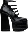 MARC JACOBS BLACK 'THE CROC EMBOSSED KIKI' HEELS