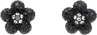 Marc Jacobs Black 'the Daisy Pavé' Earrings In 019 Black/crystal