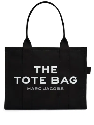MARC JACOBS BLACK 'THE LARGE CANVAS' TOTE BAG IN COTTON