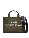 Marc Jacobs The Medium Tote Green Handbag With Logo Lettering On The Front In Cotton Woman In Green