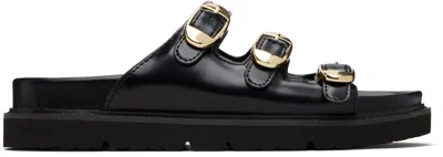 Marc Jacobs Black 'the Leather Kiki' Slide Sandals