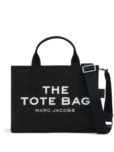 MARC JACOBS MARC JACOBS BLACK 'THE MEDIUM CANVAS' TOTE BAG IN COTTON