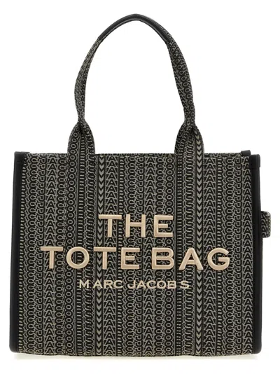 MARC JACOBS BLACK THE MONOGRAM JACQUARD LARGE TOTE