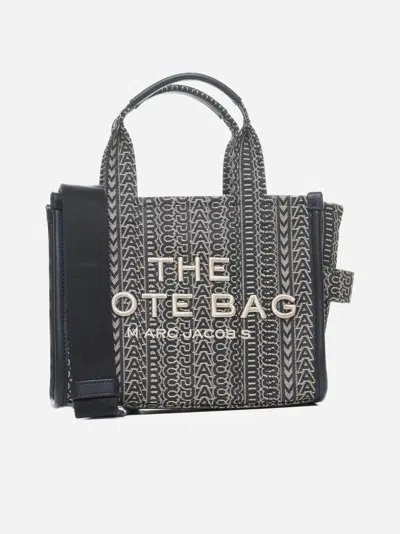 Marc Jacobs Black The Monogram Jacquard Small Tote Bag In Beige Multi