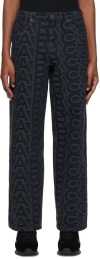 Marc Jacobs Monogram Patterned Straight Leg Jeans In 001 Black