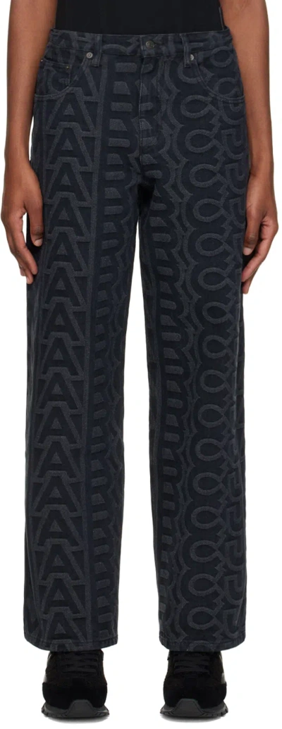 Marc Jacobs Black 'the Monogram' Jeans In 001 Black