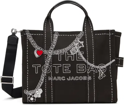 Marc Jacobs Black 'the Trompe L'oeil Charm Canvas Medium' Tote