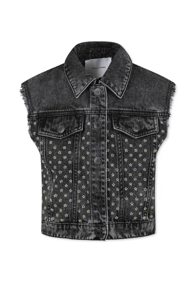 Marc Jacobs Kids' Black Vest For Girl With Flowers