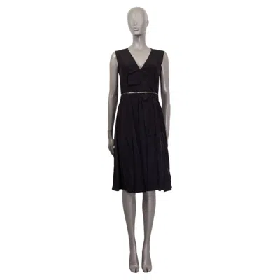 Pre-owned Marc Jacobs Black V-neck Sleeveless Belted Dress 6 S