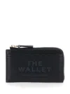Marc Jacobs Black Wallet With Logo Detail And Snap Hook In Grained Leather Woman