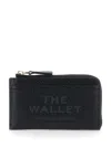 Marc Jacobs Black Wallet With Logo Detail And Snap Hook In Grained Leather Woman In Black