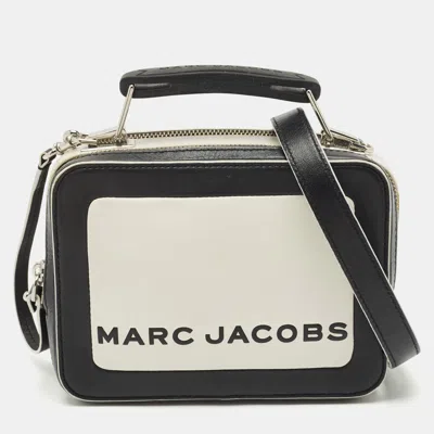 Pre-owned Marc Jacobs Black/white Leather The Box 20 Top Handle Bag