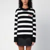 Marc Jacobs Pullover The Striped Brushed Logo Sweater In Black