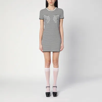 Marc Jacobs Black/white Striped Ribbed Mini Dress Women