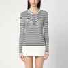 Marc Jacobs Ribbed Striped Round Neck Knitwear In Metal