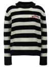 Marc Jacobs Pullover The Striped Brushed Logo Sweater In Black