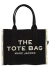 Marc Jacobs 'the Medium Tote' Black Tote Bag With Contrasting Logo Embroidery In Blackwhite