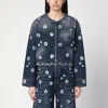 Marc Jacobs Cropped Denim Jacket With Daisy Sequins In Blue