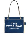 Marc Jacobs Sac Cabas The Denim Chain Micro Tote Bag In Blue