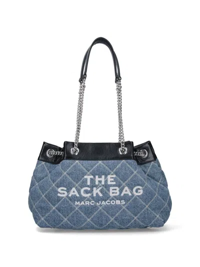 Marc Jacobs Blue Denim Cotton The Chain Sack Shoulder Bag