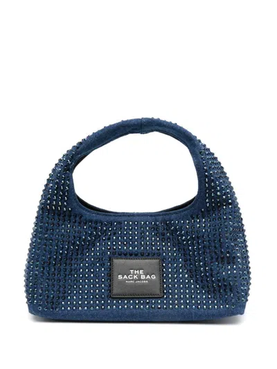 Marc Jacobs Blue Denim Handle Bag With Rhinestone