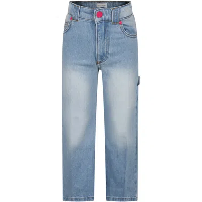 Marc Jacobs Kids' Blue Jeans For Girl With Logo In Denim