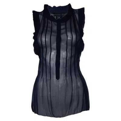 Pre-owned Marc Jacobs , Blue Semi Transparent Ruffle Top