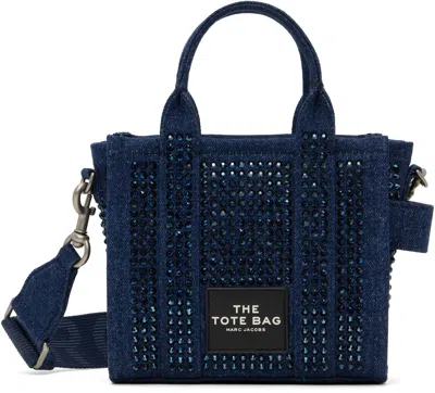 Marc Jacobs Blue 'the Crystal Denim Crossbody' Tote In 475 Dark Wash Crysta