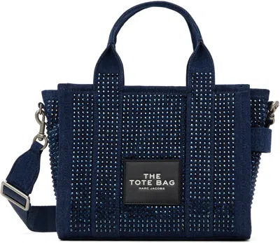 Marc Jacobs Blue 'the Crystal Denim Small' Tote In 475 Dark Wash Crysta