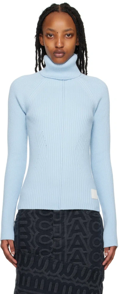 MARC JACOBS BLUE 'THE RIBBED' TURTLENECK