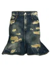 Marc Jacobs Distressed Mini Denim Skirt In Blue