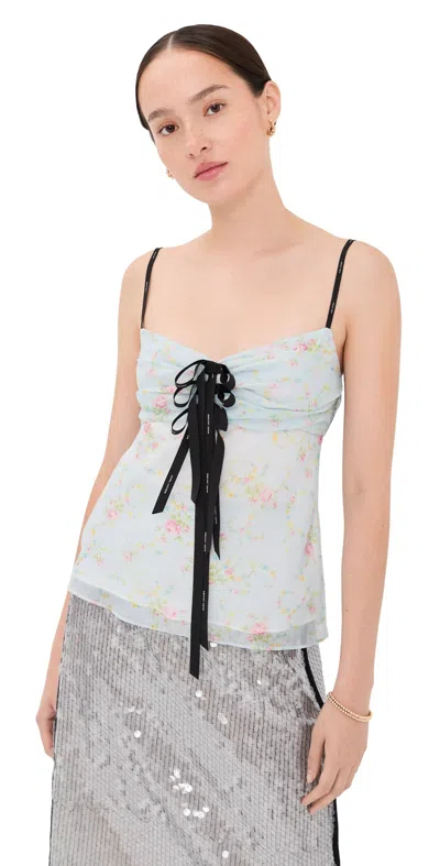 Marc Jacobs Blurred Floral Bow Top Blue Mist Multi