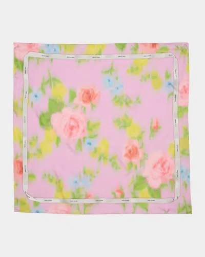 Marc Jacobs Blurred Floral Silk Scarf In Metallic