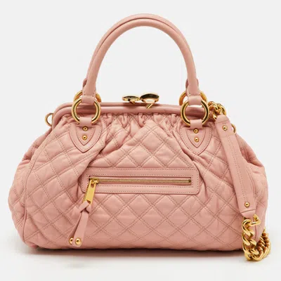 Pre-owned Marc Jacobs Blush Pink Quilted Leather Stam Satchel