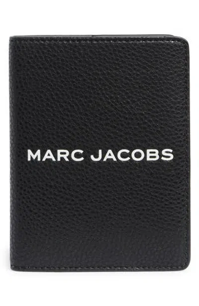 Marc Jacobs Bold Logo Leather Passport Case In Black