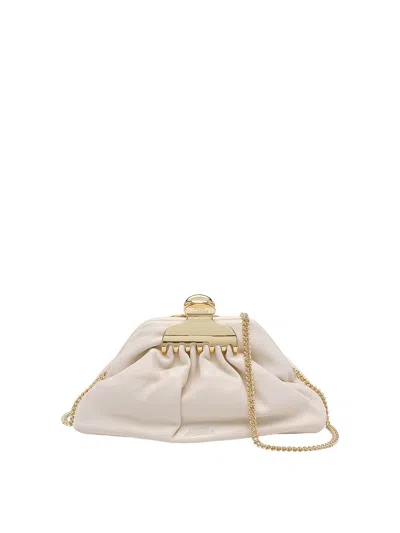 Marc Jacobs Beige The Small Claw Clip Clutch In White